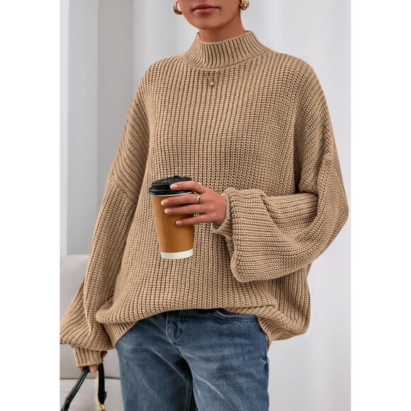 Oversized Chunky Knit Sweater Women Long Sleeve Turtleneck Casual Winter - Picture 3 of 8